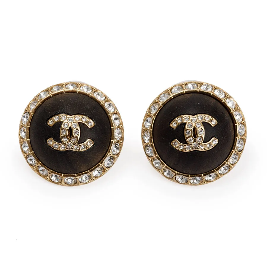 Chanel - Khuyên Tai Nữ Chanel Gold Plated CC Round Stud Earring Màu Vàng - Vua Hàng Hiệu