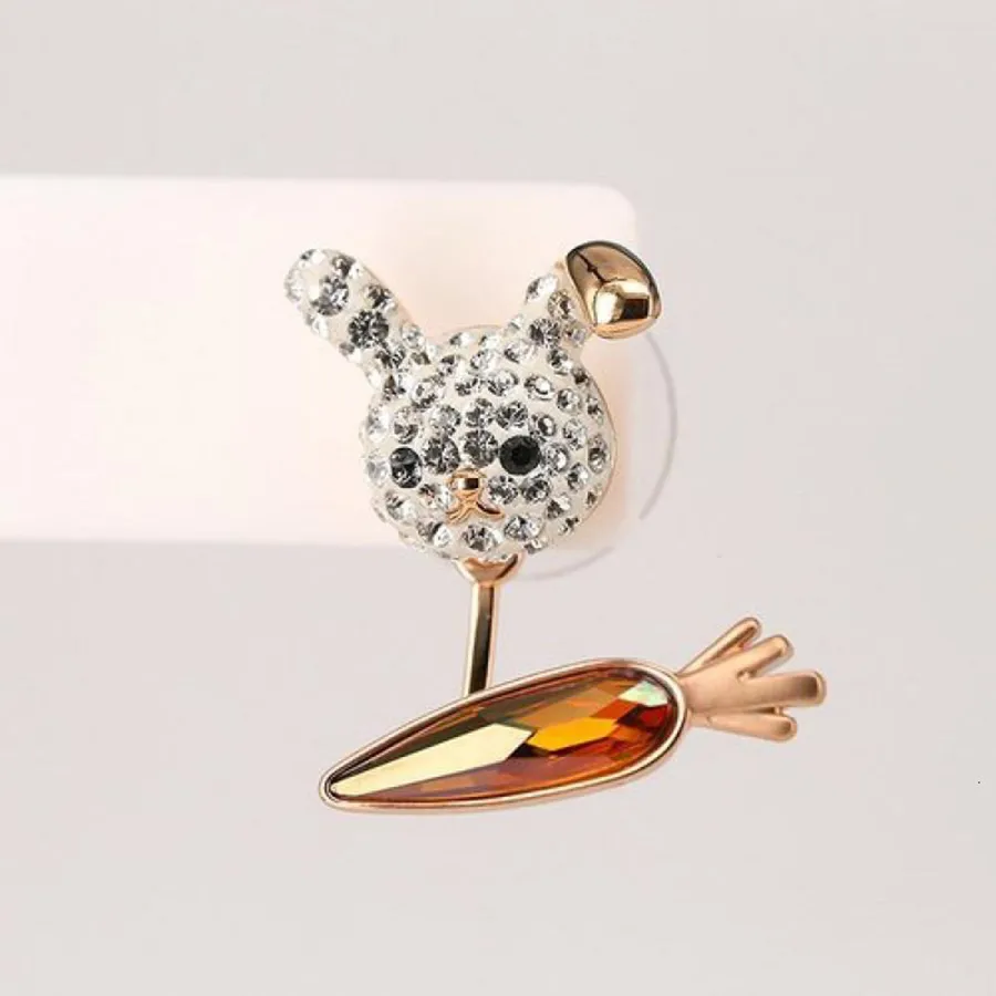 Khuyên Tai Nữ Swarovski 5374445 Rabbit And Carrot Asymmetric Earrings Màu  Trắng Cam