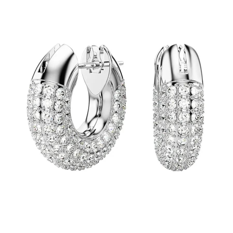 Trang sức Swarovski Khuyên tai - Khuyên Tai Nữ Swarovski Dextera Hoop Earrings Small, White, Rhodium Plated 5618306 Màu Trắng - Vua Hàng Hiệu