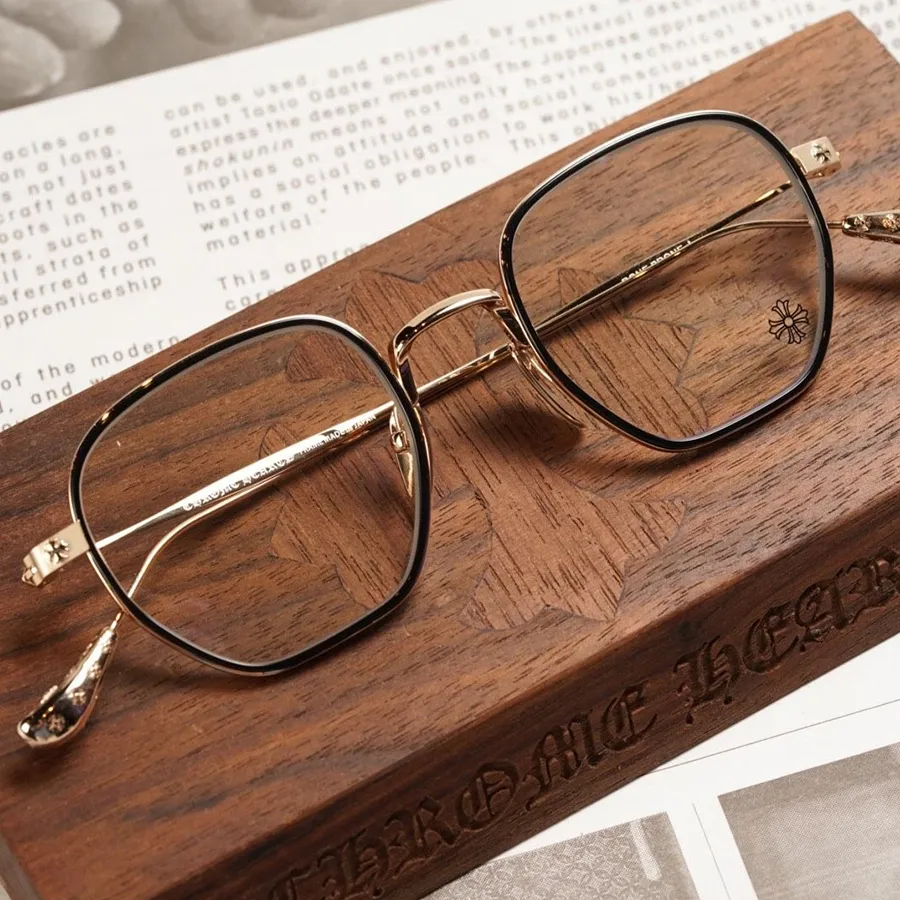 Kính Mắt Cận Chrome Hearts Bone Prone I BKGP Màu Đen Vàng