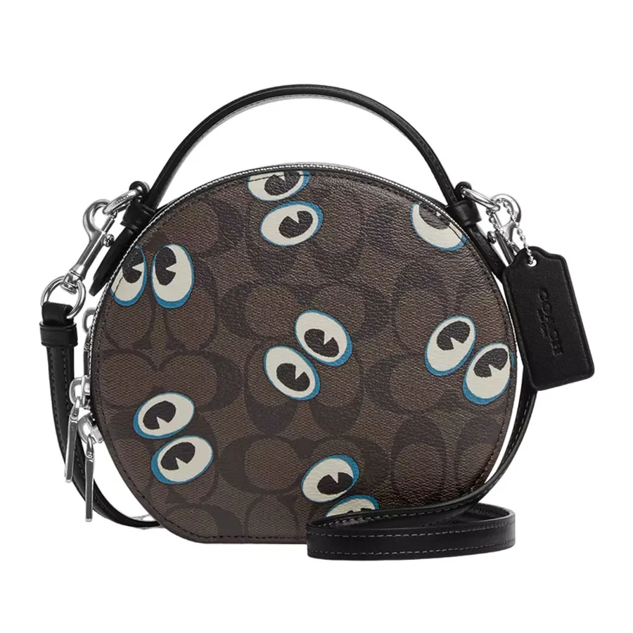 Coach Canvas - Túi Đeo Chéo Nữ Coach Canteen Crossbody In Signature Canvas With Halloween Eyes CM766 Màu Nâu Đen - Vua Hàng Hiệu