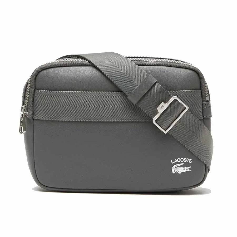 Túi xách Lacoste Túi đeo chéo - Túi Đeo Chéo Nam Lacoste Men's Leather Printed Gray Messenger Bag NH4018PN J37 Màu Xám - Vua Hàng Hiệu