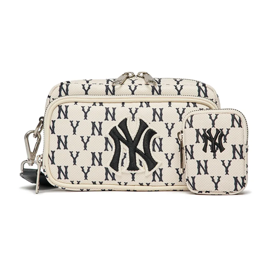 MLB Polyester - Túi Đeo Chéo MLB Monogram Mini Cross Bag New York Yankees 3ACRS012N-GP007 Màu Kem - Vua Hàng Hiệu
