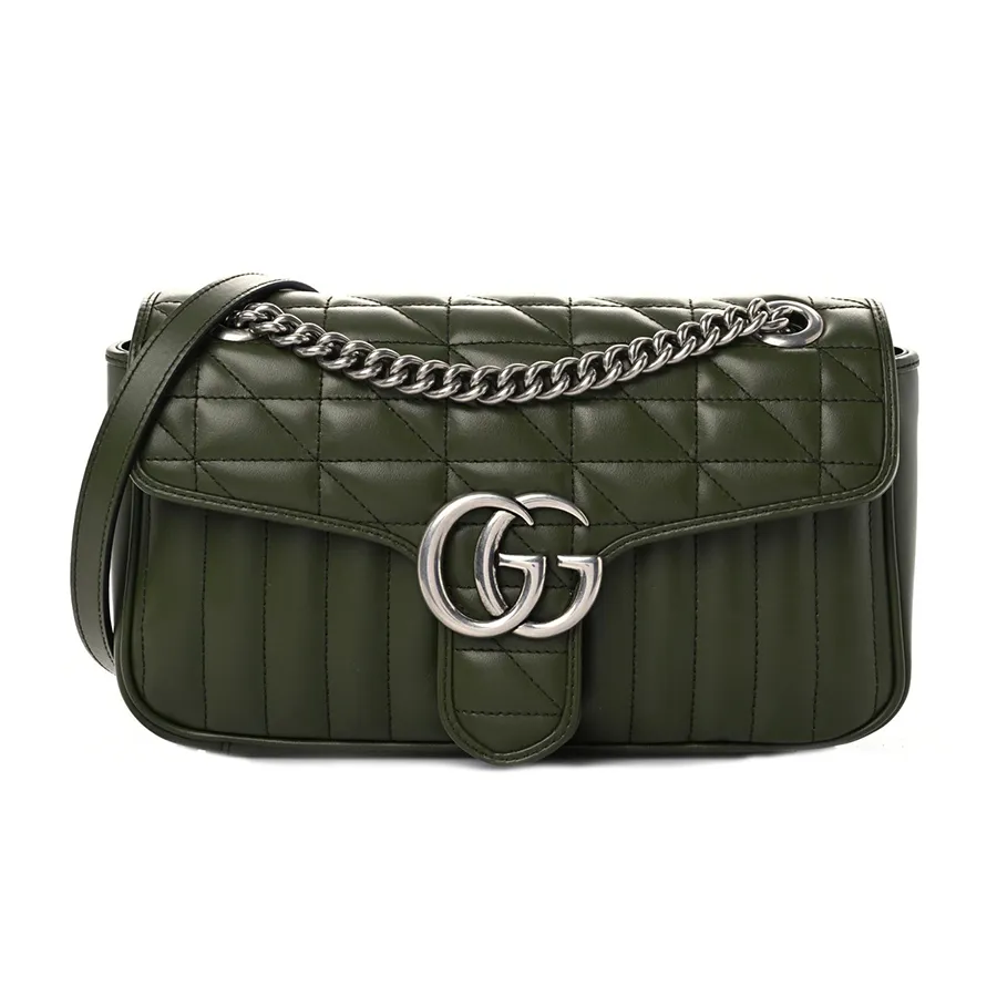 Túi Đeo Chéo Nữ Gucci GG Marmont Mini Shoulder Bag Green Màu Xanh