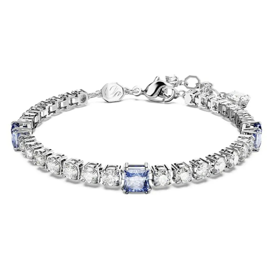 Vòng Đeo Tay Nữ Swarovski Matrix Tennis Bracelet Mixed Cuts, Blue, Rhodium Plated 5666426 Màu Xanh Bạc
