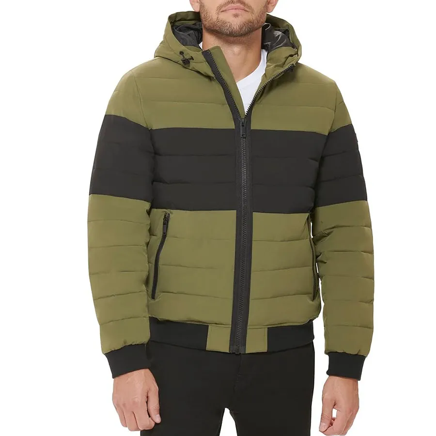 DKNY - Áo Khoác Nam DKNY Men's Quilted Performance Hooded Jacket Màu Xanh Đen Size S - Vua Hàng Hiệu