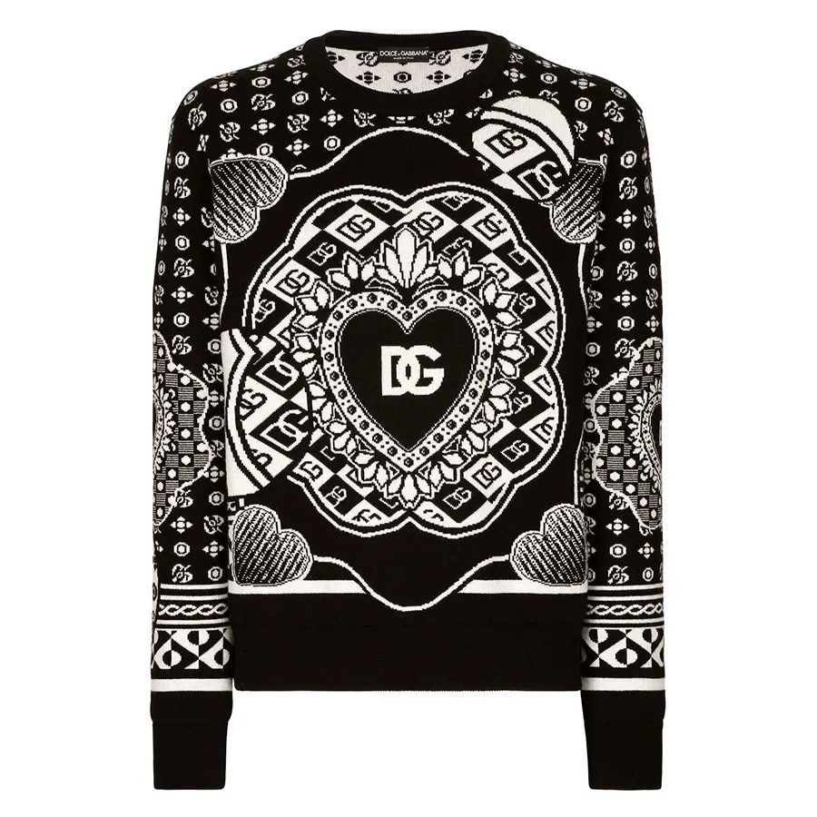 Dolce & Gabbana Vải tổng hợp - Áo Len Nam Dolce & Gabbana D&G Bandanna Sweatshirt GXJ79T JAWJ4 S9000 Màu Đen Size 48 - Vua Hàng Hiệu
