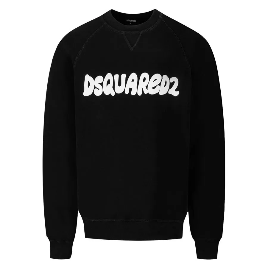 Thời trang Vải nỉ cao cấp - Áo Nỉ Sweater Nam Dsquared2 Black With Logo Printed S71GU0629-S25516-900 Màu Đen - Vua Hàng Hiệu