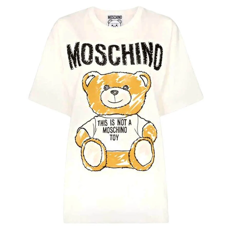 Thời trang Moschino - Áo Phông Nữ Moschino White With Logo Teddy Bear Tshirt 191D T071094406002 Màu Trắng - Vua Hàng Hiệu