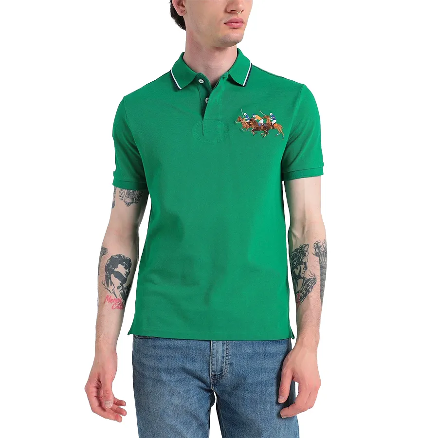 Ralph Lauren - Áo Polo Nam Ralph Lauren Slim Fit Polo Shirt 614005 GRN Màu Xanh Green Size XS - Vua Hàng Hiệu