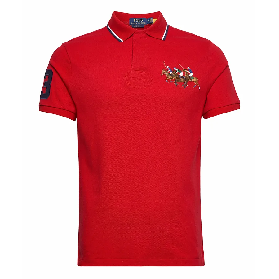 Ralph Lauren - Áo Polo Nam Ralph Lauren Slim Fit Triple-Pony Polo Shirt 614002 RED Màu Đỏ Size S - Vua Hàng Hiệu