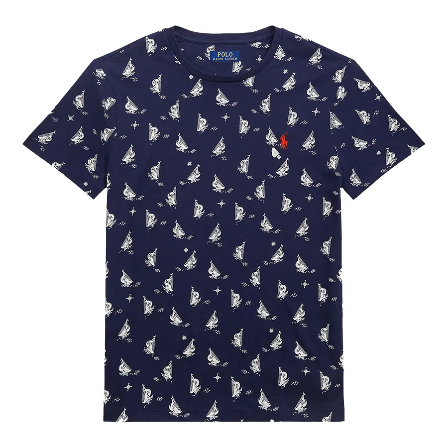 Thời trang Ralph Lauren 100% Cotton - Áo Thun Nam Ralph Lauren Classic Fit Printed Jersey T-Shirt 623001 - NVY Màu Navy Size XS - Vua Hàng Hiệu