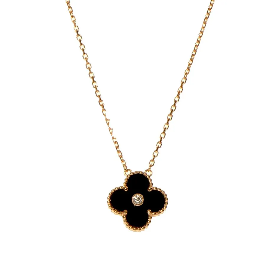 Dây Chuyền Nữ Van Cleef & Arpels Alhambra Holiday Diamond Onyx Pendant Necklace Màu Đen-Vàng Hồng (Chế Tác)