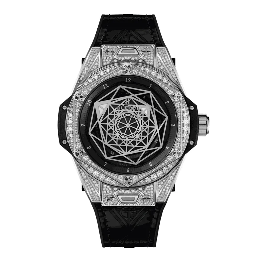 Đồng hồ Order - Đồng Hồ Hublot Sang Bleu 39mm Titan Full Diamond Màu Đen - Vua Hàng Hiệu