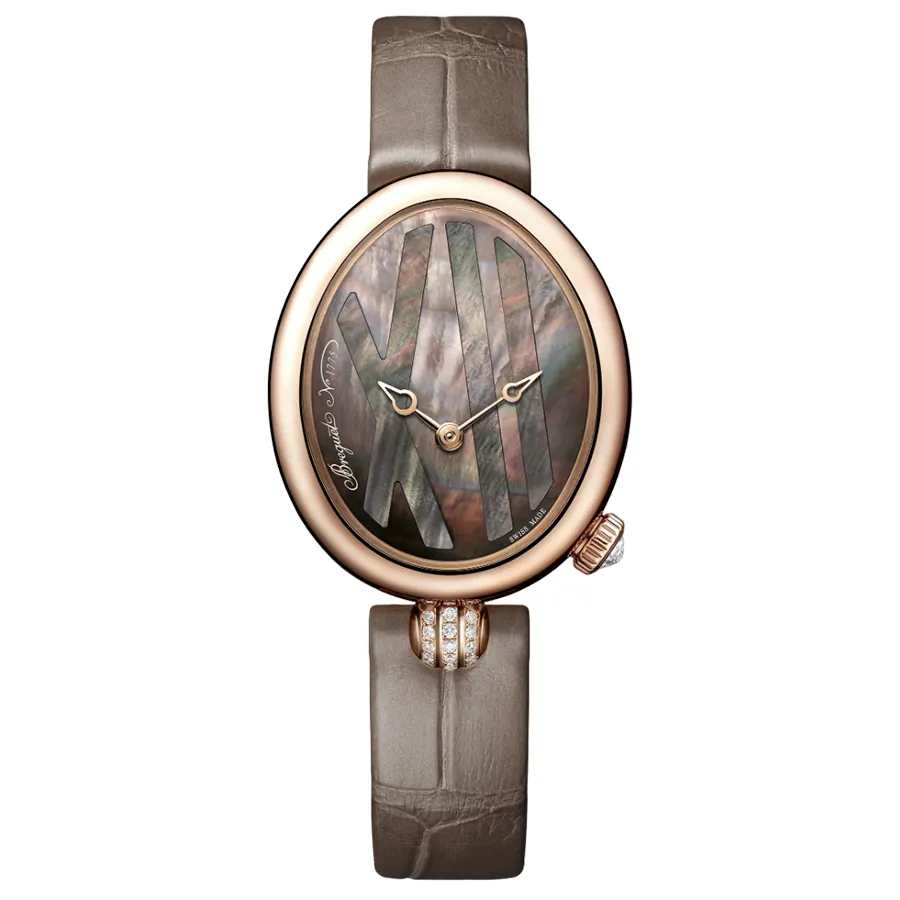 Đồng hồ Vàng hồng 18k, dây da - Đồng Hồ Nữ Breguet Reine De 9808BR/5T/922/0D00 Màu Nâu Vàng - Vua Hàng Hiệu