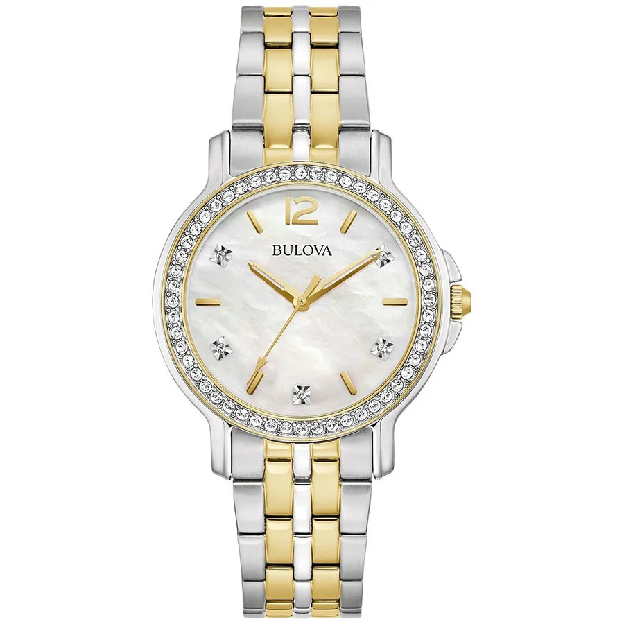 Đồng hồ Bulova - Đồng Hồ Nữ Bulova Quartz 98L249 Diamond Accent Markers Gold Stainless Steel Watch Màu Bạc - Vua Hàng Hiệu