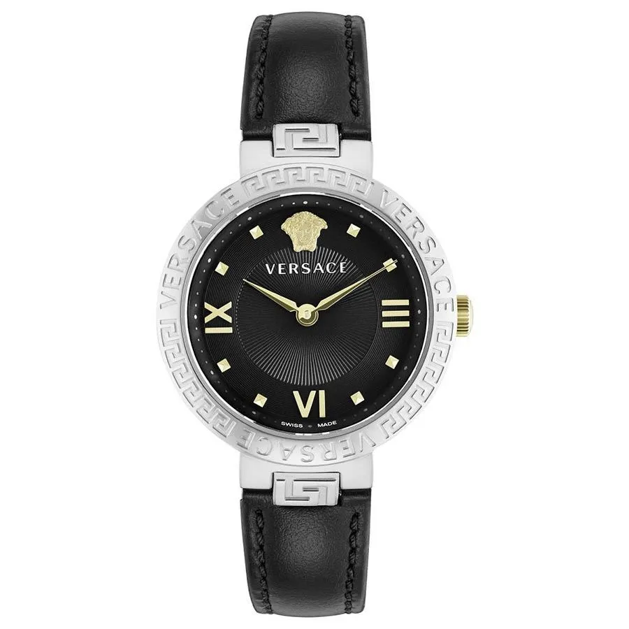 Versace Dây da - Đồng Hồ Nữ Versace Greca Lady Quartz Black Dial Ladies Watch VE2K00221 Màu Đen Bạc - Vua Hàng Hiệu