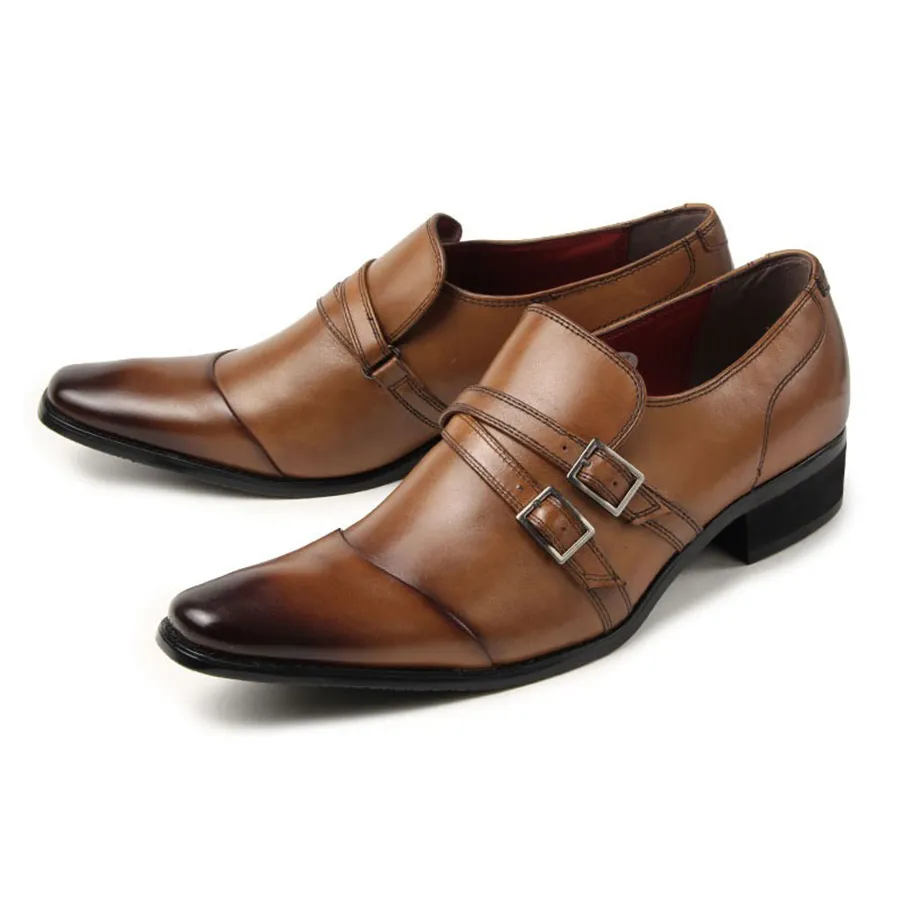 Madras Modello - Giày Tây Nam Madras Modello Monk Strap Light Brown BC6006 Màu Nâu Sáng Size 40 - Vua Hàng Hiệu