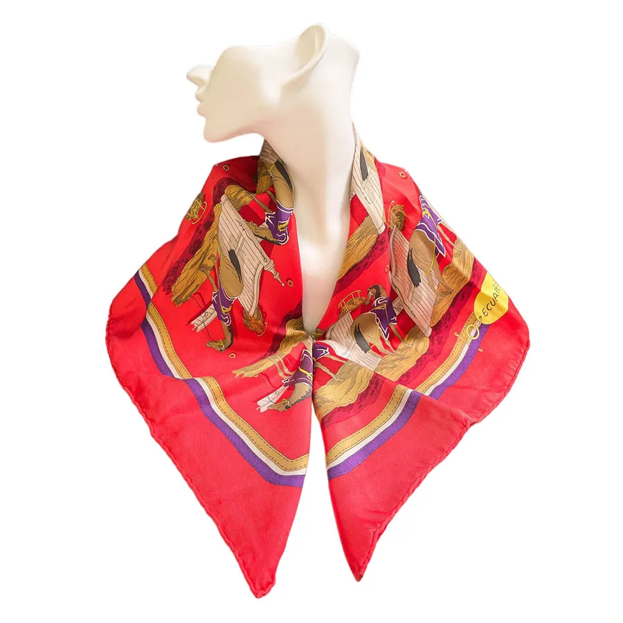 Thời trang Hermès - Khăn Nữ Hermès 65 Silk Scarf Màu Đỏ - Vua Hàng Hiệu