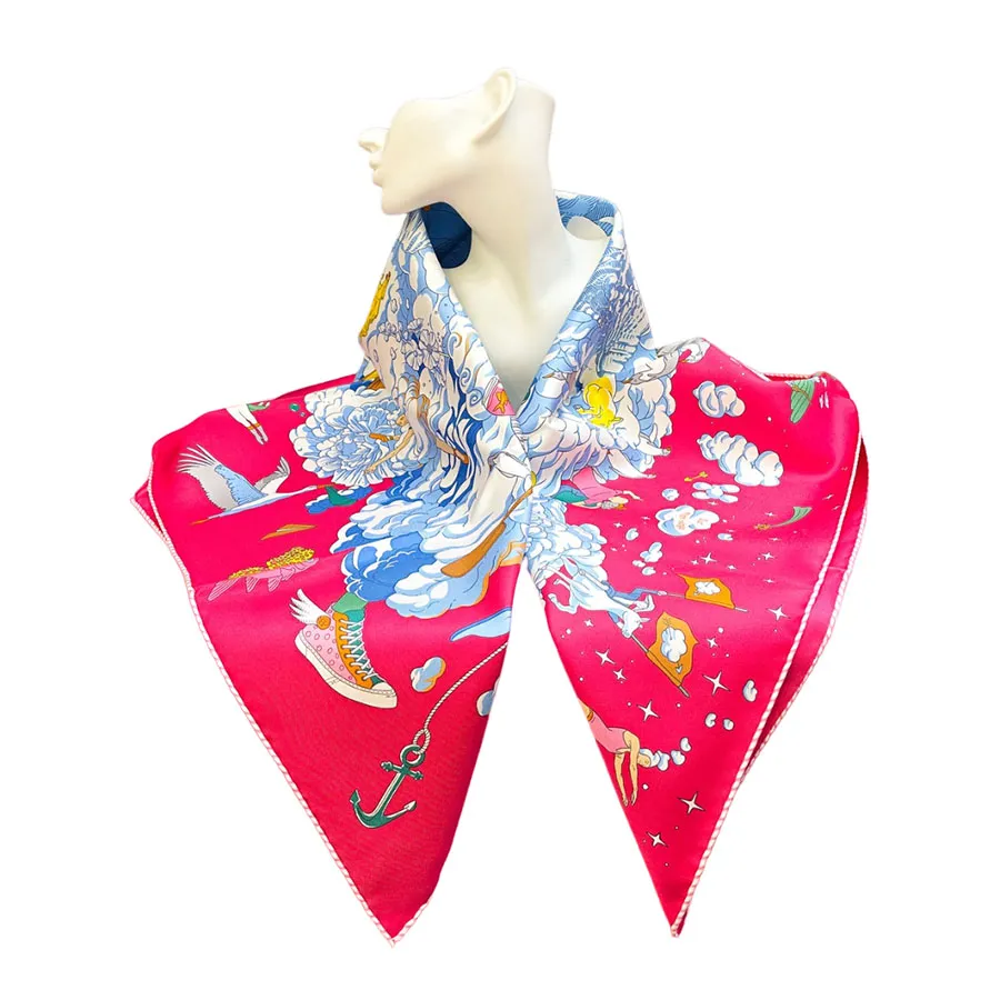 Thời trang Hermès - Khăn Nữ Hermès Scarf Silk Màu Hồng - Vua Hàng Hiệu