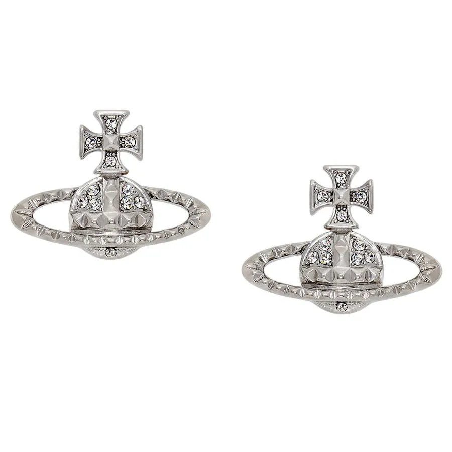 Vivienne Westwood - Khuyên Tai Nữ Vivienne Westwood Mayfair Bas Relief Earrings Women Màu Bạc - Vua Hàng Hiệu