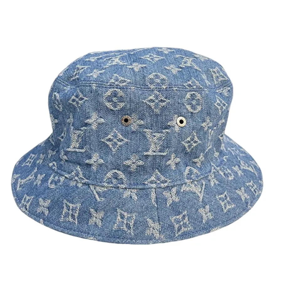 Mũ nón Xanh Denim - Mũ Nam Louis Vuitton LV Essential Reversible Bucket Hat Monogram Màu Xanh Denim - Vua Hàng Hiệu