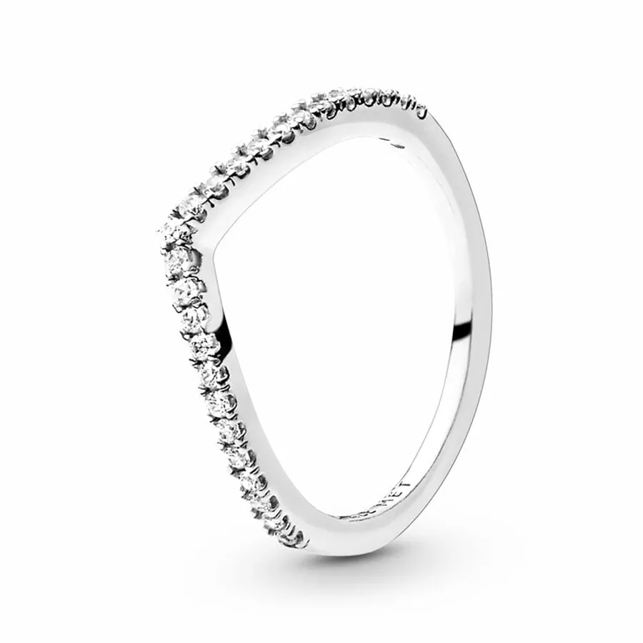 Trang sức Pandora Bạc sterling, đá zirconia - Nhẫn Nữ Pandora Sparkling Wishbone Ring 196316CZ Màu Bạc Size 56 - Vua Hàng Hiệu