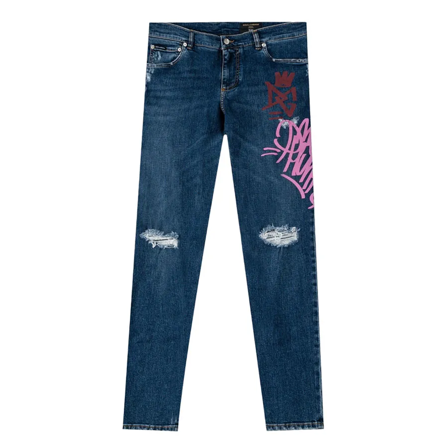 Quần Jean Nam Dolce Gabbana D&G Blue Denim With Logo Print