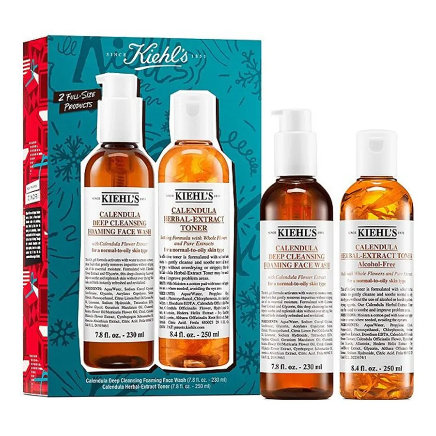 Mỹ phẩm Kiehl's Bộ sản phẩm - Set Chăm Sóc Da Kiehl's Since 1851 Cleanse & Soothe Calendula Gift 2 Món (Sữa Rửa Mặt 250ml + Toner 230ml) - Vua Hàng Hiệu