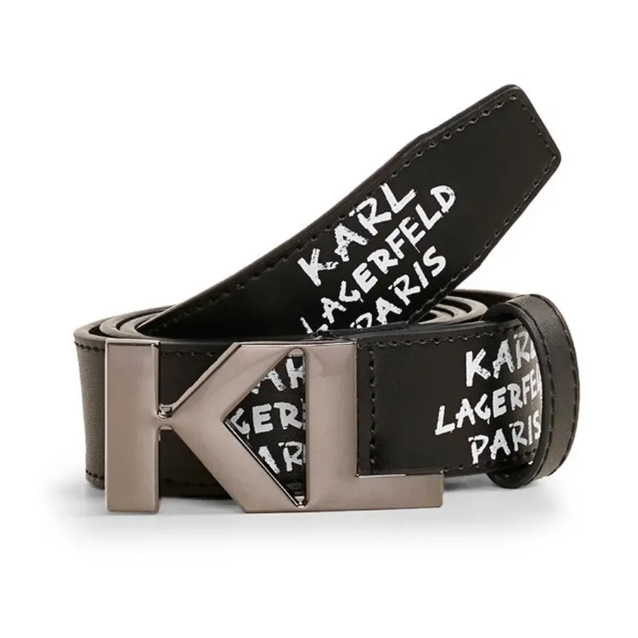 Thắt lưng Pháp - Thắt Lưng Karl Lagerfeld Graffiti Logo Leather Belt Màu Đen Size 90 - Vua Hàng Hiệu