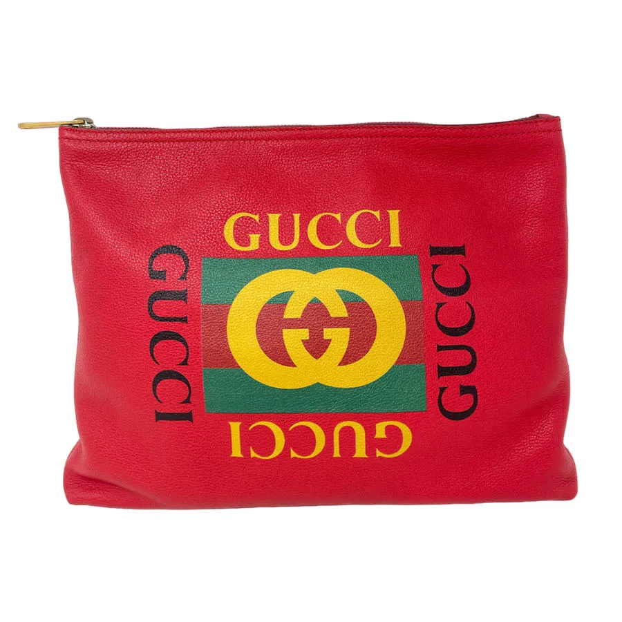 Túi xách Đỏ - Túi Cầm Tay Gucci Clutch Red Leather Màu Đỏ - Vua Hàng Hiệu