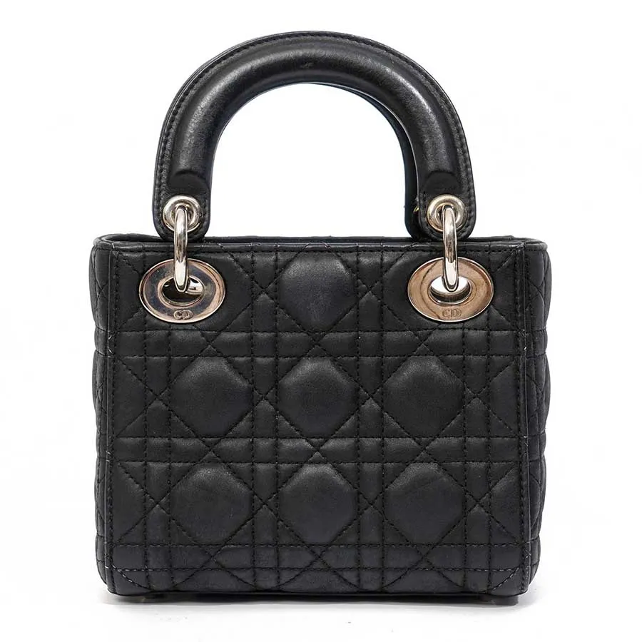 Túi Xách Nữ Christian Dior Lady Mini Bag Metallic Leather Black