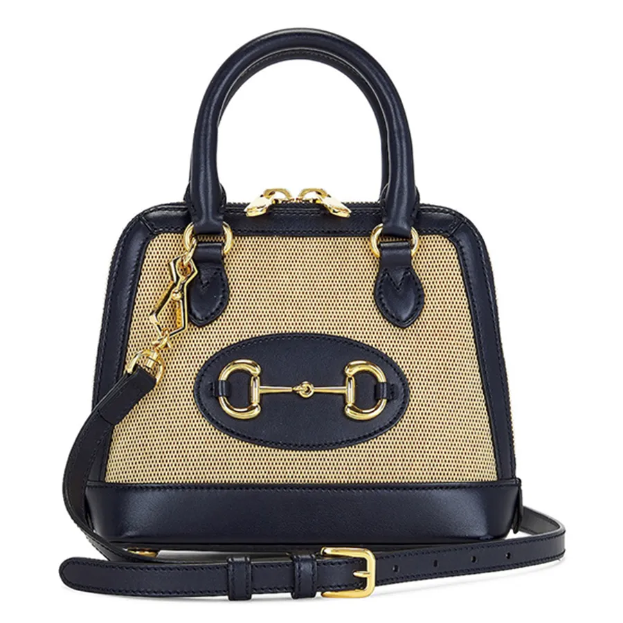 Túi xách Gucci - Túi Xách Tay Nữ Gucci Horsebit Handbag Canvas Màu Be Đen - Vua Hàng Hiệu