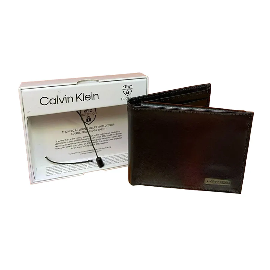 Túi xách Calvin Klein - Ví Nam Calvin Klein CK Black Leather Bifold Wallet 31KA220001 Màu Đen - Vua Hàng Hiệu
