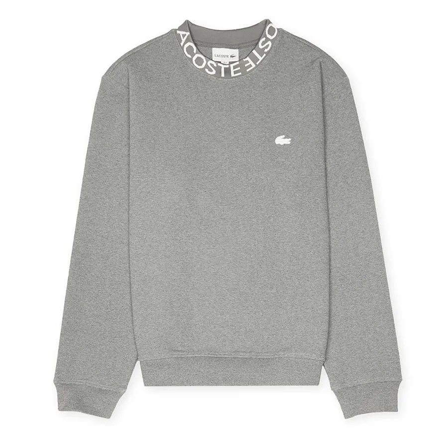 Áo Nỉ Nam Sweater Lacoste Lettered Crew Neck Cotton Blend Sweatshirt SH7446-51 Màu Xám Size 3