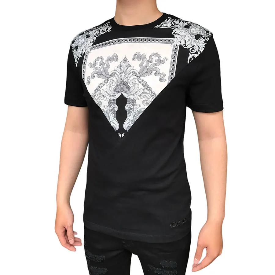 Versace Áo phông - Áo Phông Nam Versace 1012174 Họa Tiết Tshirt Màu Đen Size S - Vua Hàng Hiệu