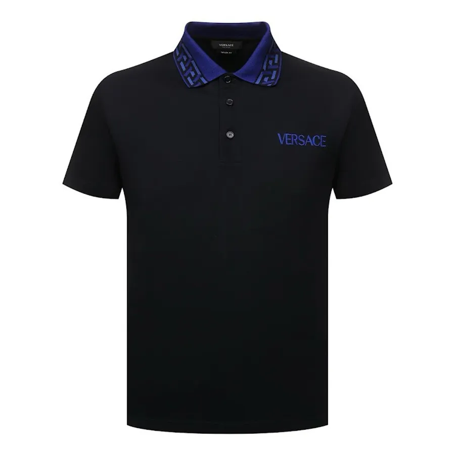 Áo Polo Nam Versace La Greca Accent Polo Shirt 1002545 Màu Đen Size XS