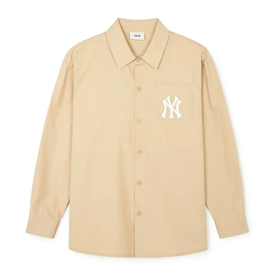 Thời trang MLB Be - Áo Sơ Mi MLB Monogram Big Lux New York Yankees 3AWSM0341-50BGS Màu Be - Vua Hàng Hiệu