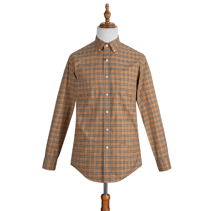 Thời trang Burberry 100% Cotton - Áo Sơ Mi Nam Burberry Signature Vintage Ip Check Long Sleeve Shirt 8004263 Màu Kẻ Nâu Size S - Vua Hàng Hiệu