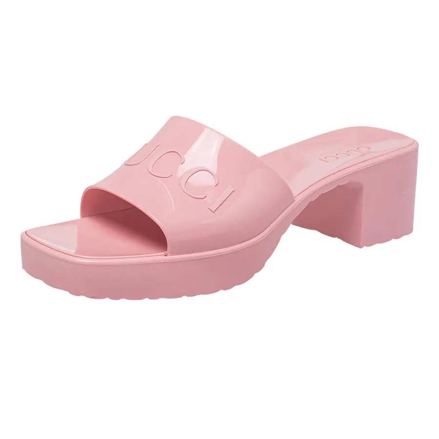 Dép Nữ Gucci Pink Rubber Slide Sandals 624730 J8700-5815 Màu Hồng Size 36