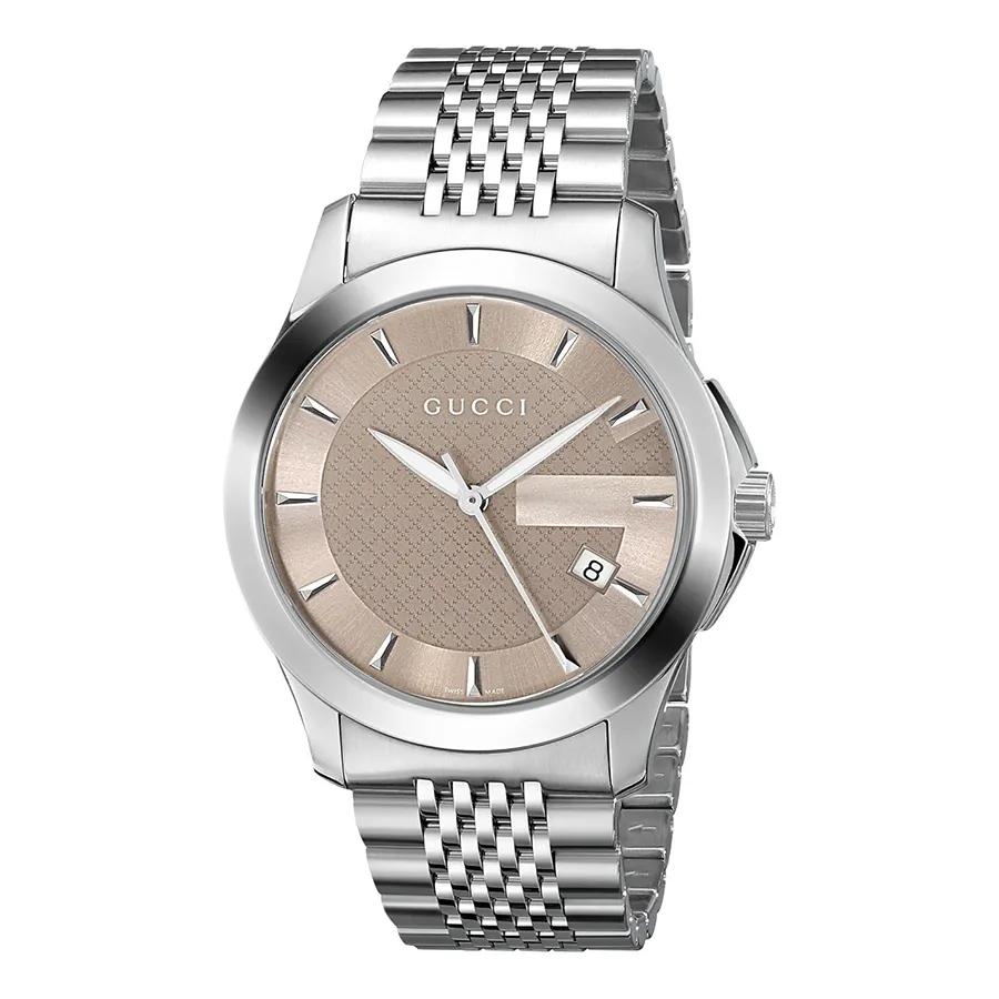 Đồng hồ Gucci - Đồng Hồ Nam Gucci G-Timeless Medium Brown Dial Stainless-Steel YA126406 Màu Bạc Nâu - Vua Hàng Hiệu