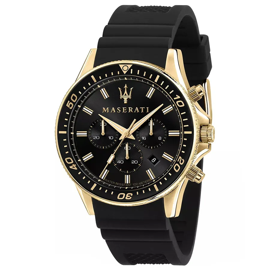 Đồng hồ Dây Silicone - Đồng Hồ Nam Maserati Sfida Men's Watch R8871640001 Màu Vàng Đen - Vua Hàng Hiệu