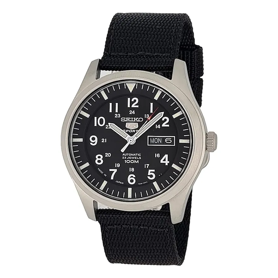 Đồng Hồ Nam Seiko 5 Automatic Black Dial Men's Watch SNZG15J1 Màu Đen Bạc