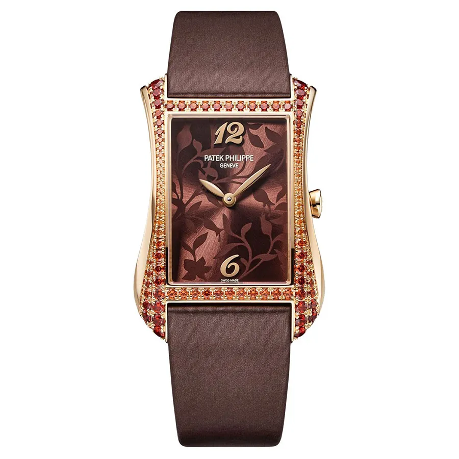 Đồng hồ Vàng hồng 18k, dây da - Đồng Hồ Nữ Patek Philippe Gondo Serata 4962/200R-001 Màu Nâu Vàng - Vua Hàng Hiệu