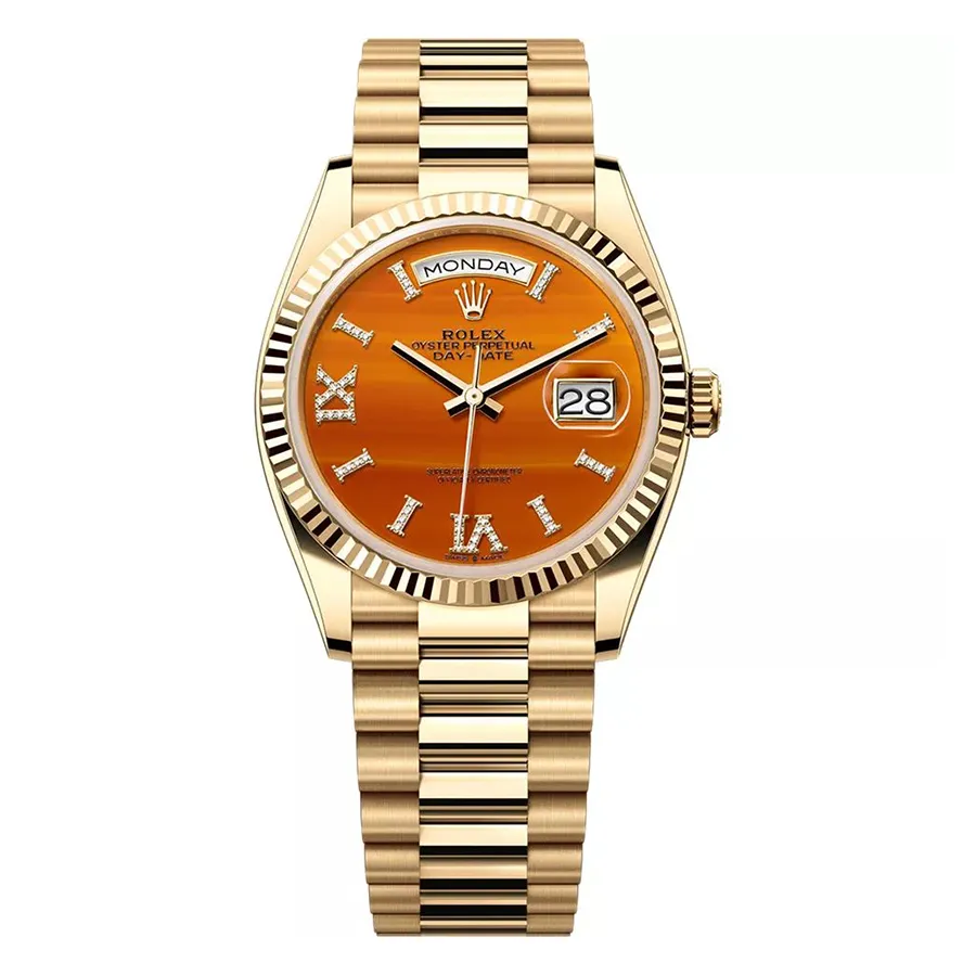 Đồng hồ Vàng cam - Đồng Hồ Rolex Daydate 128238 Carnelian 36mm Màu Vàng Cam - Vua Hàng Hiệu