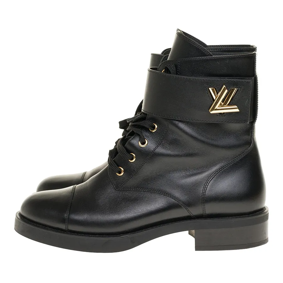 Giày Louis Vuitton - Giày Boot Nữ Louis Vuitton LV Pre Owned Black Leather Màu Đen Size 37 - Vua Hàng Hiệu