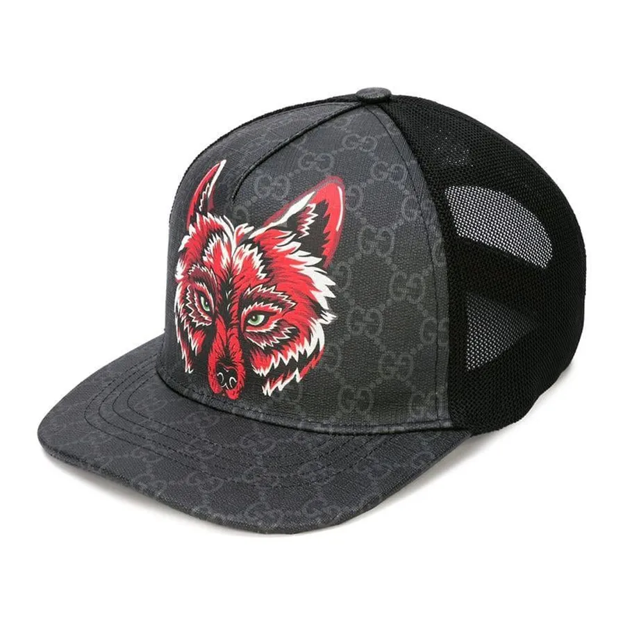 Mũ nón Gucci Mũ lưỡi trai - Mũ Gucci Black GG Fox Cap Màu Đen Xám Size XL - Vua Hàng Hiệu