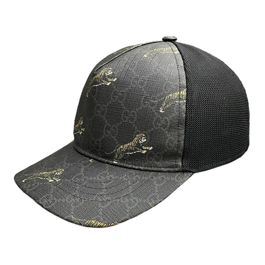 Mũ nón Gucci Mũ lưỡi trai - Mũ Gucci Herren Baseballkappe Mit Tiger In Schwarz Màu Đen Họa Tiết 99% Size S - Vua Hàng Hiệu