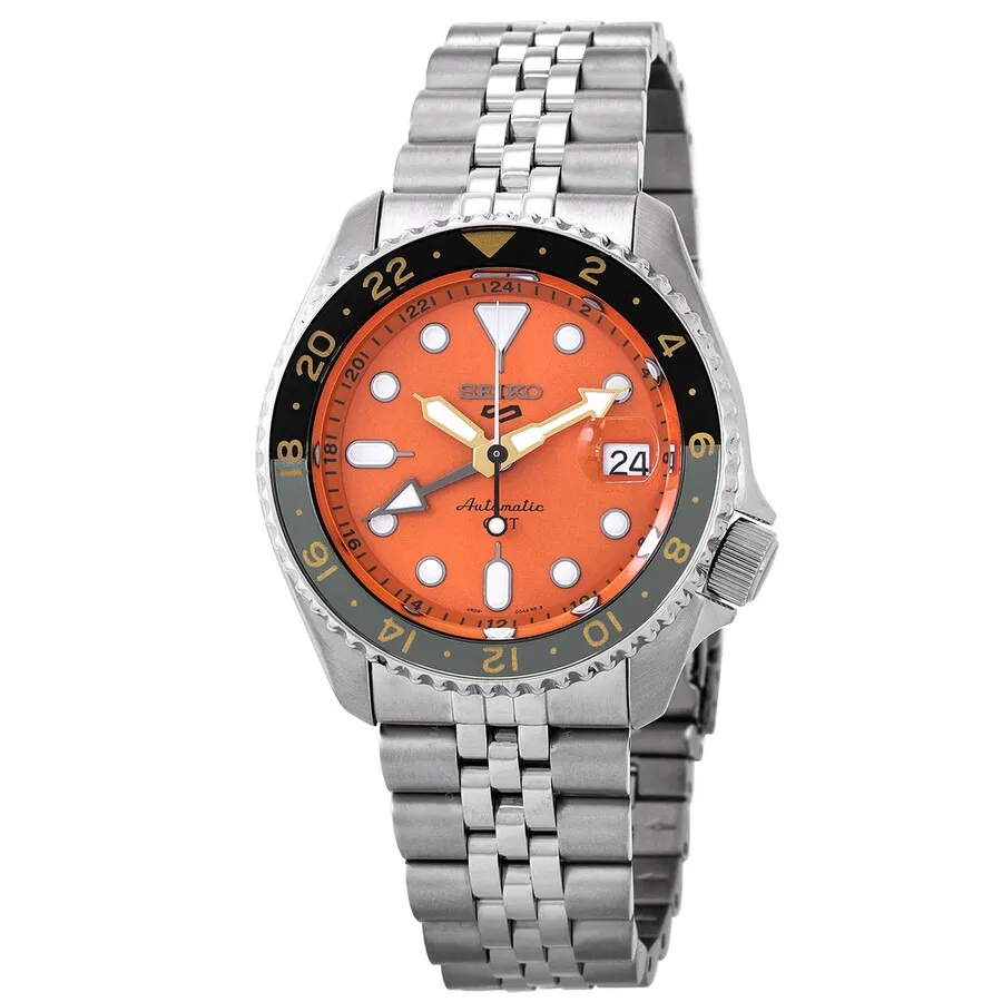 Đồng Hồ Nam Seiko 5 Sports GMT Automatic Orange Dial Men's Watch SSK005K1 Màu Bạc Cam