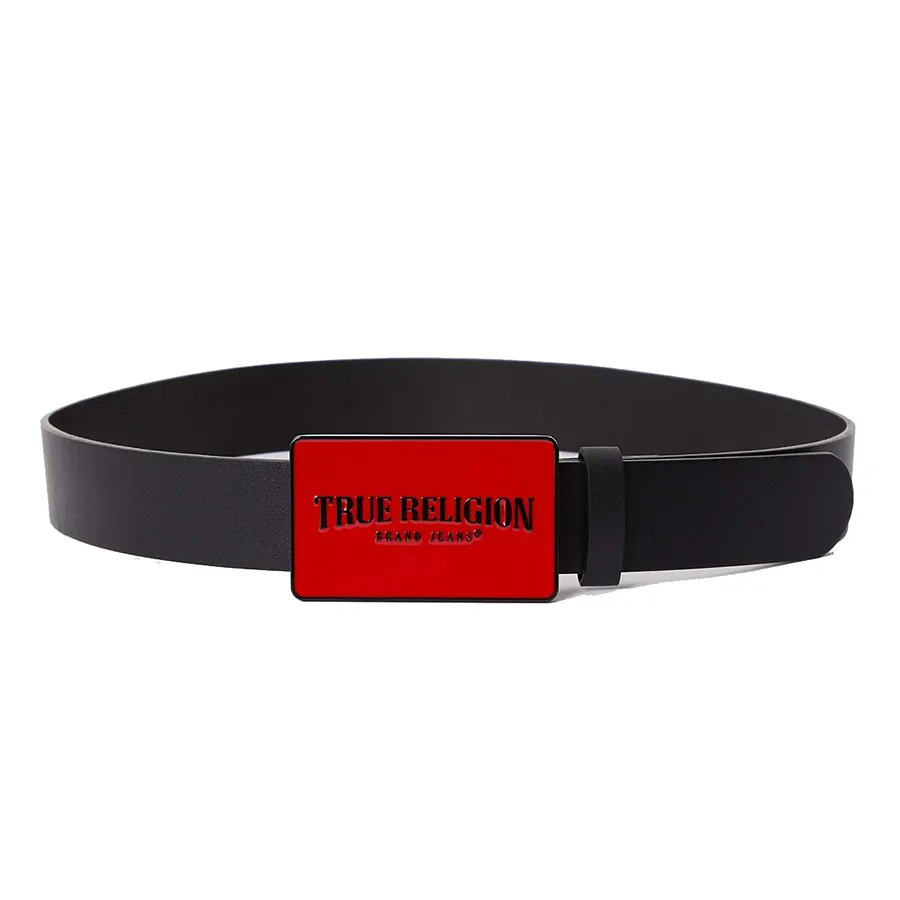 Thắt lưng Mỹ - Thắt Lưng Nam True Religion Buckle Belt TR301030 Màu Đen Đỏ Size 30 - Vua Hàng Hiệu